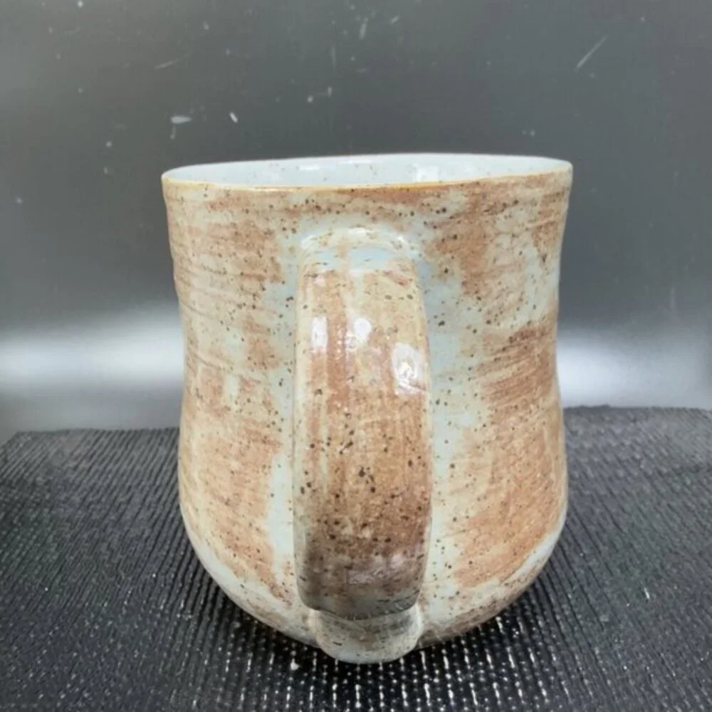 Vintage Hand Made USA Stoneware Pottery Coffee Mug Cup Artist Marked Speckled‎
